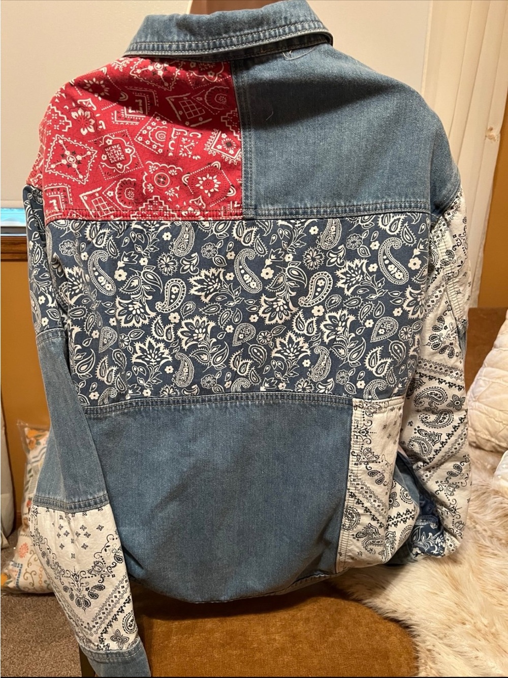 DRIFTWOOD Patchwork Bandana Denim Jacket - Blue & Red - Picture 3 of 5